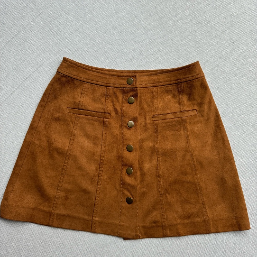 Zara Trafaluc Faux Suede Button-Up mini Skirt XS